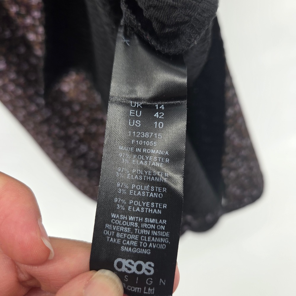 ASOS DESIGN Petite Midi Dress 10 Black Floral Puff Sleeve Boho Cottagecore - Picture 4 of 7